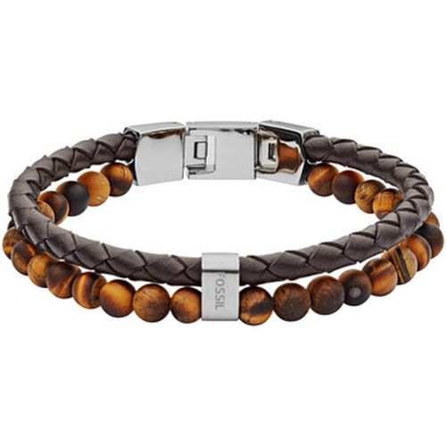 Bracelets Bracelet cuir marron et oeil de tigre - Fossil - Modalova