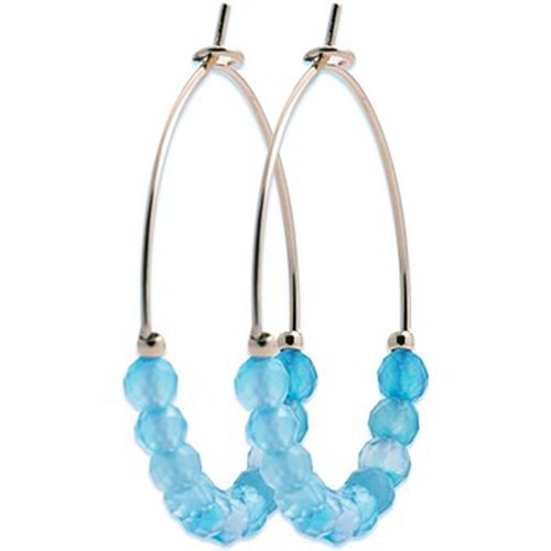 Boucles oreilles Créoles perles quartz turquoise - Brillaxis - Modalova