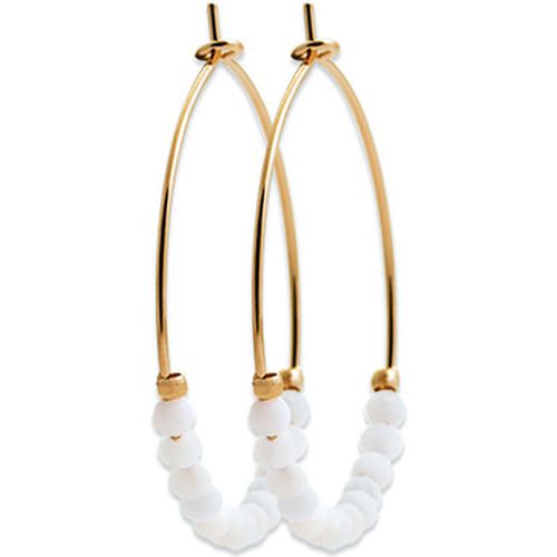 Boucles oreilles Créoles perles blanches 30 mm - Brillaxis - Modalova
