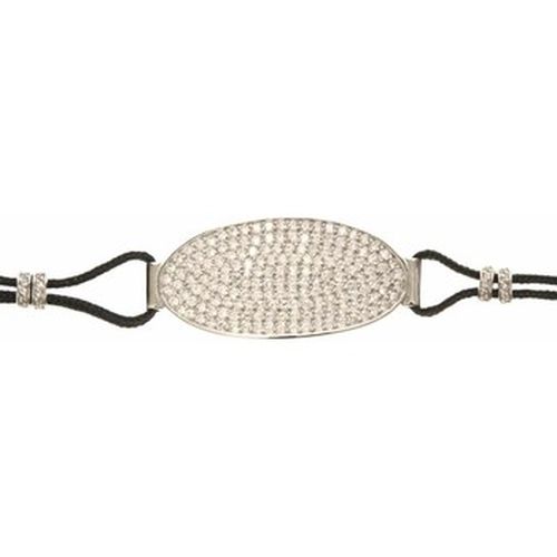 Bracelets Bracelet argent cordon plaque ovale sertie rhodie - Orusbijoux - Modalova