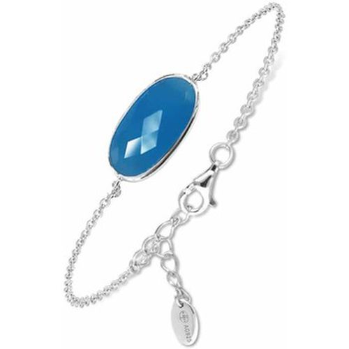 Bijoux Bracelet Argent Rhodié Galet Facette Bleu - Orusbijoux - Modalova