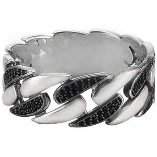 Bijoux Bague Argent Chaine Moderne Sertie Zirconium Noir - Orusbijoux - Modalova