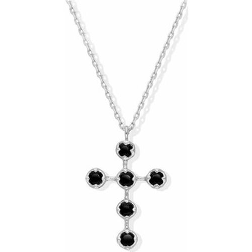 Collier Collier Argent Rhodié Croix Antique Spinelle Noire - Orusbijoux - Modalova