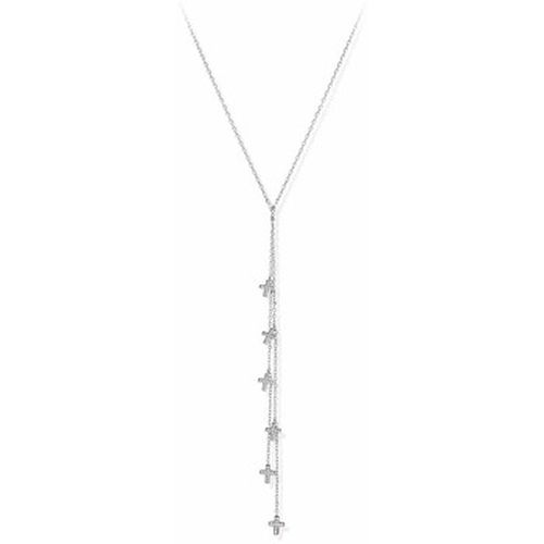Collier Collier Cravate Argent Croix Serti Blanc - Orusbijoux - Modalova