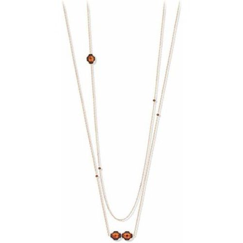 Collier Collier Argent Sautoir Dore Multi Solitaires Orange Serti - Orusbijoux - Modalova