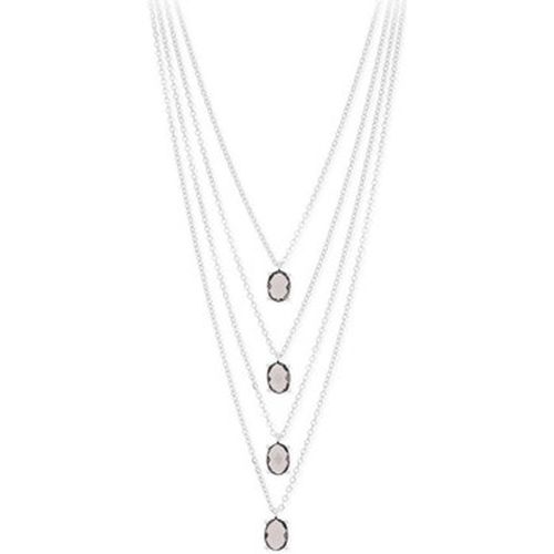 Collier Collier Argent Rhodié Multi Rangs Pierres Rose Poudrée - Orusbijoux - Modalova