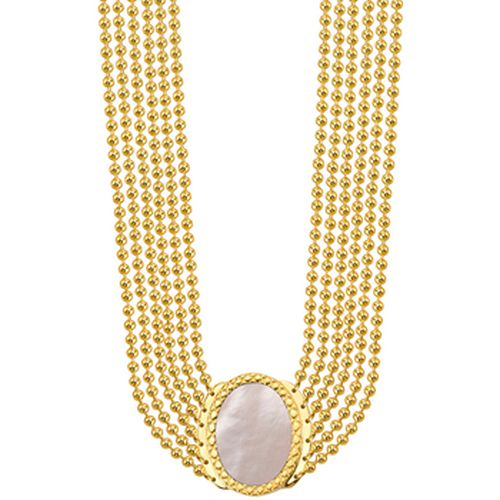 Collier Collier Argent Jacky Chaine Boule Pierre Nacre Blanche - Orusbijoux - Modalova