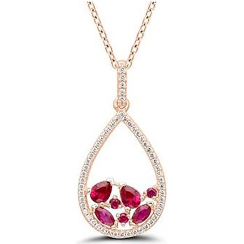 Collier Collier or 18 carats goutte ajourée rubis diamants - Brillaxis - Modalova