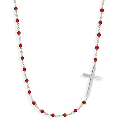 Collier Collier Argent Rhodié Croix Et Pierre Onyx Rouge - Orusbijoux - Modalova