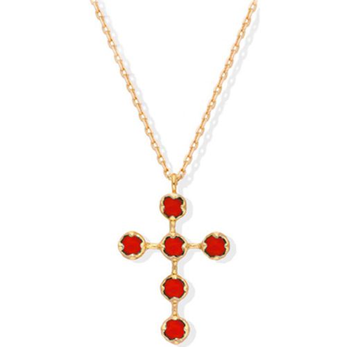 Collier Collier Argent Croix Antique Pierre Onyx Rouge - Orusbijoux - Modalova