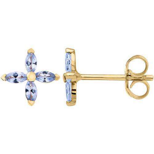 Boucles oreilles Boucles d'oreilles fleurs or oxydes bleus - Brillaxis - Modalova