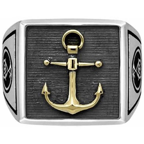 Bijoux Chevalière Argent Ancre Marine Doré - Orusbijoux - Modalova