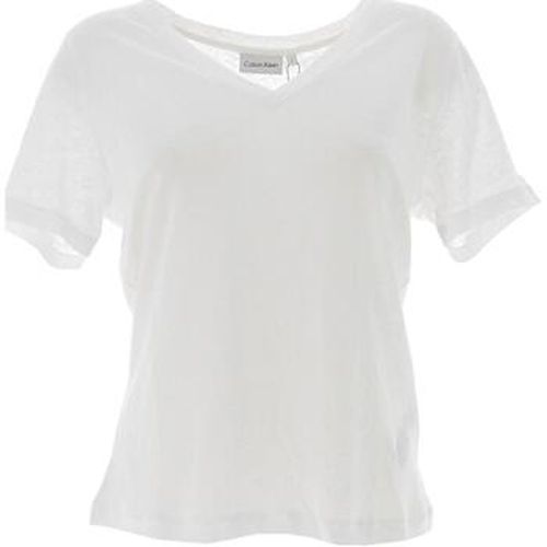 T-shirt Linen jersey v-neck - Calvin Klein Jeans - Modalova