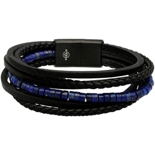 Bracelets Bracelet Cuir Noir Lisse Tressé Avec -XXL-22cm - Sixtystones - Modalova