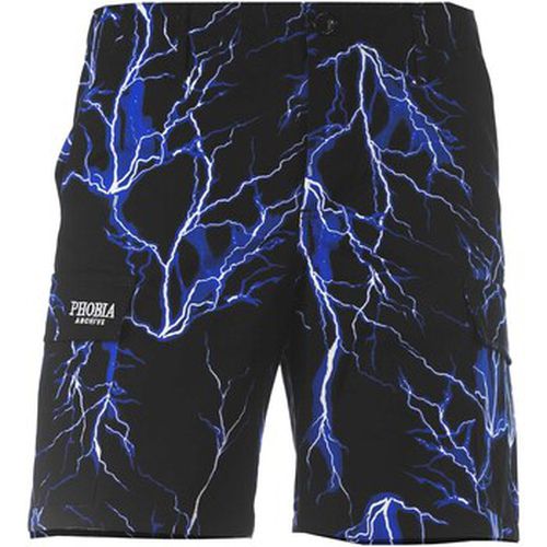 Short Cargo Shorts With Blue All Over Lightning - Phobia - Modalova