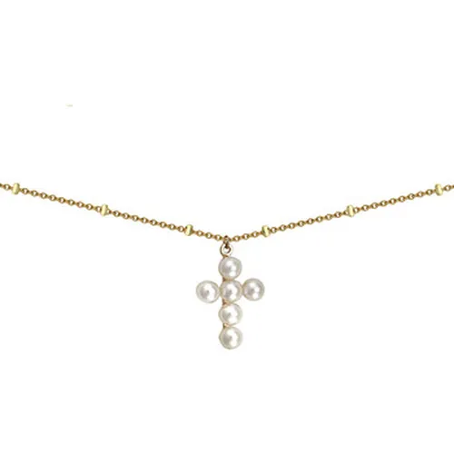 Collier Collier or croix perles de culture - Brillaxis - Modalova