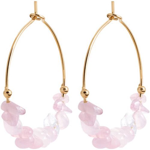 Boucles oreilles Créoles perles quartz rose - Brillaxis - Modalova