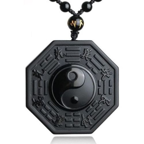 Collier Collier et Pendentif sculpté "Yin Yang" en Obsidienne Noire - Karma Yoga Shop - Modalova