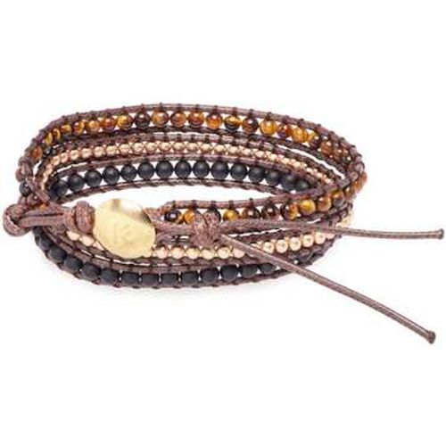 Bracelets Bracelet Wrap "Confiance en soi" en Oeil de Tigre et Onyx Noir - Karma Yoga Shop - Modalova