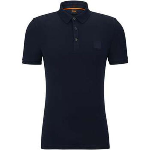 T-shirt Polo ajusté marine en coton stretch - BOSS - Modalova