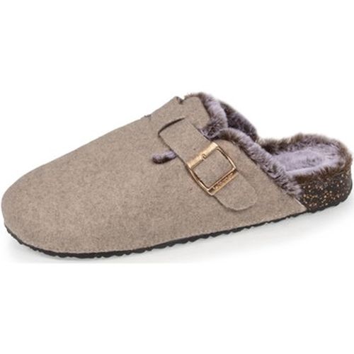 Chaussons Sabots feutrine fourrée Taupe chiné - Isotoner - Modalova