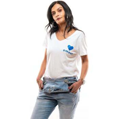 T-shirt Tee-shirt bleu Coeur paillettes - Sab & Jano - Modalova