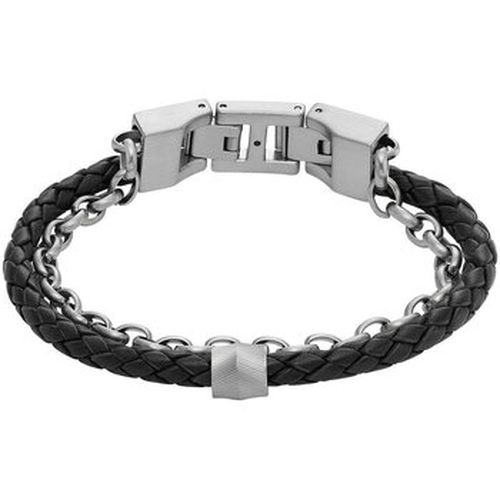 Bracelets Bracelet en acier et cuir - Fossil - Modalova