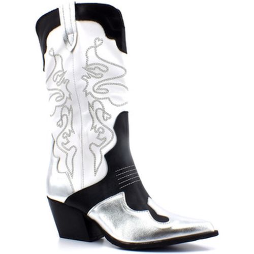 Bottines Texano Donna Silver Bianco Nero DF2324 - Divine Follie - Modalova