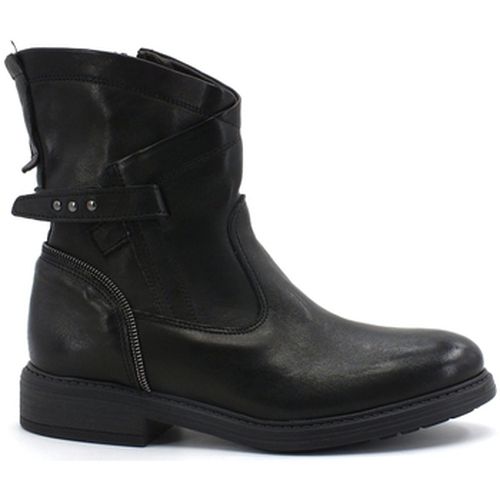 Bottines Stivaletto Biker Pelle Zip Nero 14424 - Jiudit - Modalova