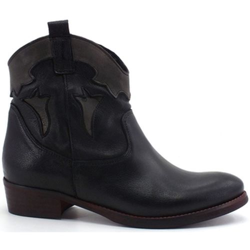 Bottines Stivaletto Texano Pelle Nero Grigio 877 - Jiudit - Modalova