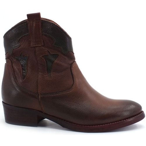 Bottines Stivaletto Texano Pelle Testa Di Moro Cuoio 877 - Jiudit - Modalova