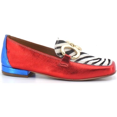 Chaussures Mocassino Suede Animalier Zebra Rosso Blu 832-17 - Divine Follie - Modalova