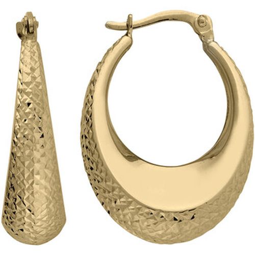 Boucles oreilles Créoles ovales or diamanté 9 carats - Brillaxis - Modalova