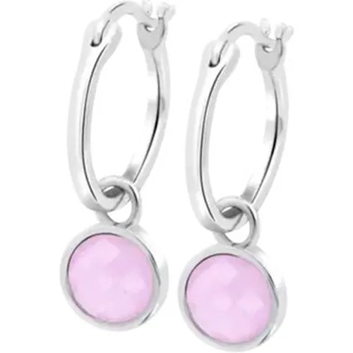 Boucles oreilles Boucles d'oreilles Créole Silver rond rose et argent - Lotus - Modalova