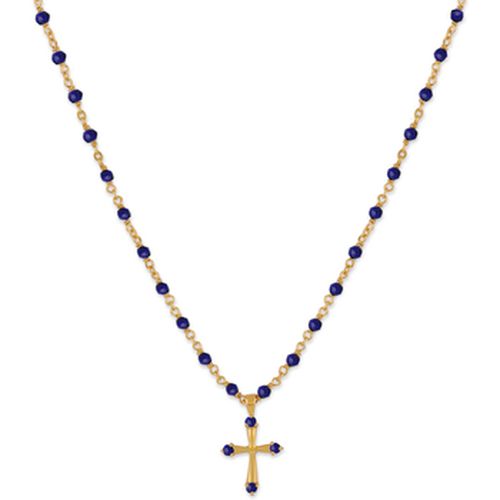 Collier Collier Argent Doré Croix Et Pierres Naturelles Lapis - Orusbijoux - Modalova