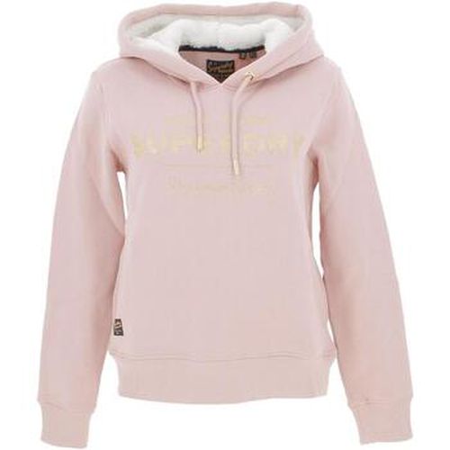 Sweat-shirt Luxe metallic logo hoodie vint blush pink - Superdry - Modalova