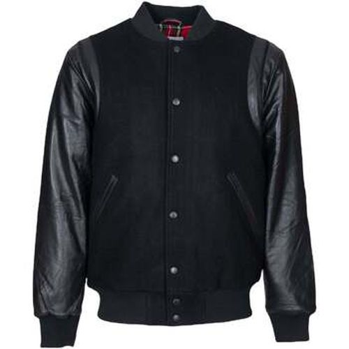 Blouson Veste teddy en laine et cuir noire - Harrington - Modalova