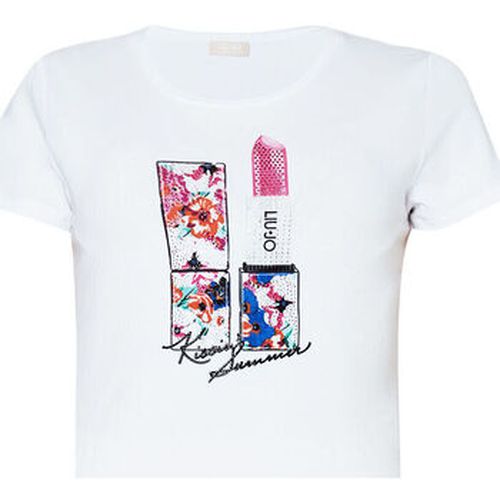 T-shirt T-shirt avec imprimé lipstick et strass - Liu Jo - Modalova