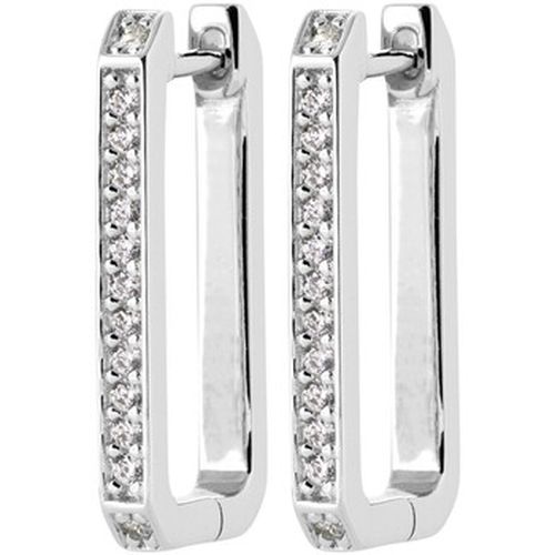 Boucles oreilles Créoles rectangulaires argent rhodié OZ - Brillaxis - Modalova