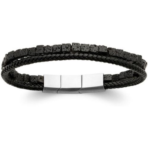 Bracelets Bracelet cuir noir pierre de lave 21 cm - Brillaxis - Modalova