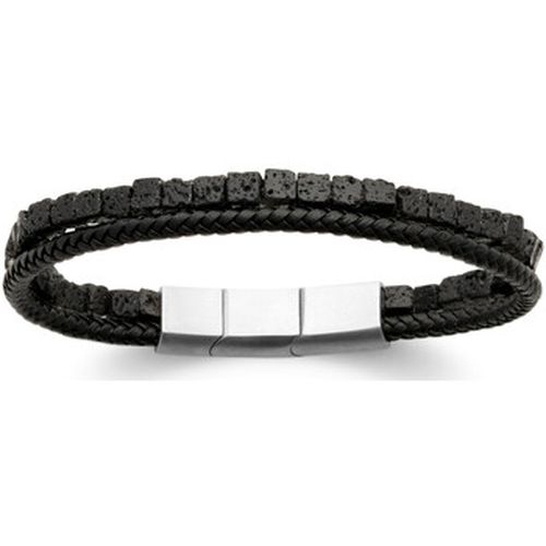 Bracelets Bracelet cuir noir pierre de lave - Brillaxis - Modalova