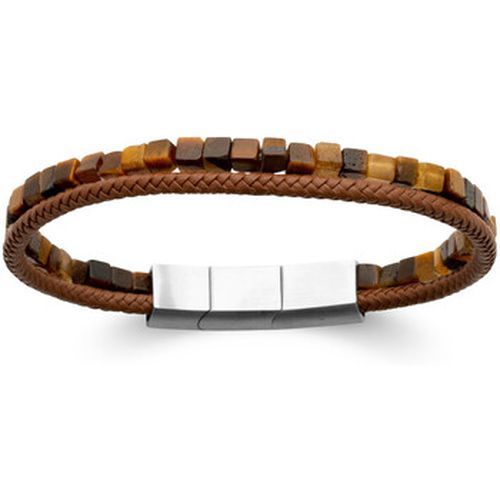 Bracelets Bracelet cuir marron oeil de tigre 21 cm - Brillaxis - Modalova