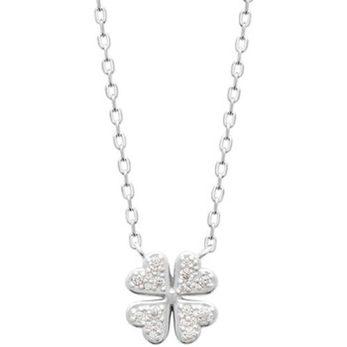 Collier Collier argent rhodié trèfle empierré 45 cm - Brillaxis - Modalova