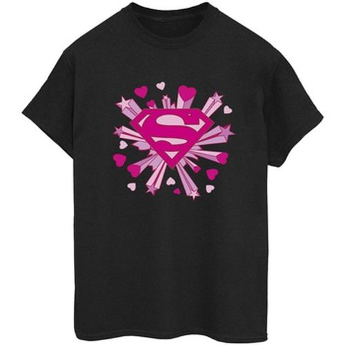 T-shirt Superman Pink Hearts And Stars Logo - Dc Comics - Modalova