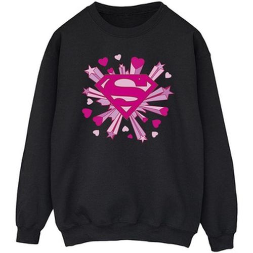 Sweat-shirt Superman Pink Hearts And Stars Logo - Dc Comics - Modalova