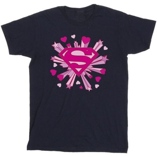 T-shirt Superman Pink Hearts And Stars Logo - Dc Comics - Modalova