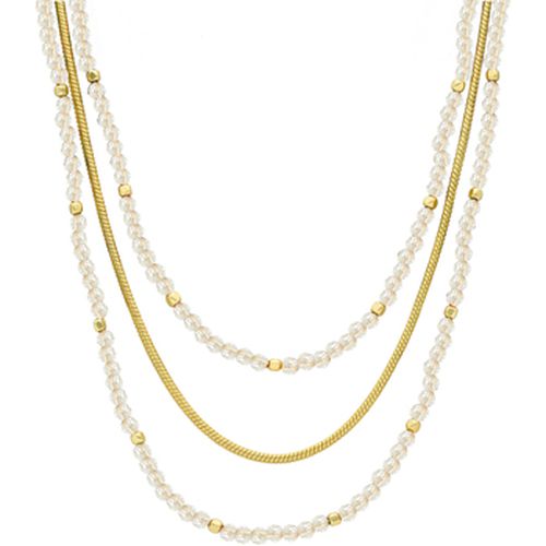 Collier Collier Argent Triples Chaines Et Perles Naturelles - Orusbijoux - Modalova
