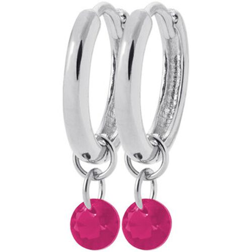 Boucles oreilles Boucles d'oreilles créoles pampille fuschia argent - Brillaxis - Modalova