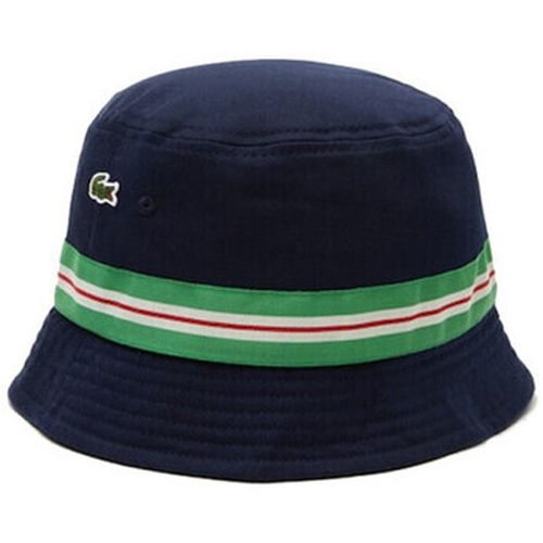 Casquette BOB UNISEXE AVEC BANDE RAYÉE EN COTON BIOLOGIQUE BLE - Lacoste - Modalova