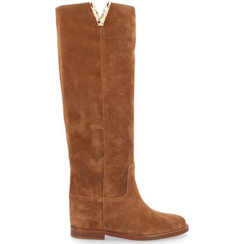 Bottes Botte en daim marron avec V en métal facetté - Via Roma 15 - Modalova